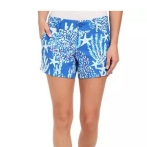 NWT Lilly Pulitzer Buttercup Shorts Brewster Blue Good Reef Scalloped Hem Size 2